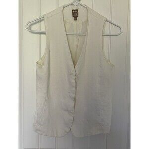Boss Women Linen Blend Vest With Buttons Chic Boho With Buckle In the back